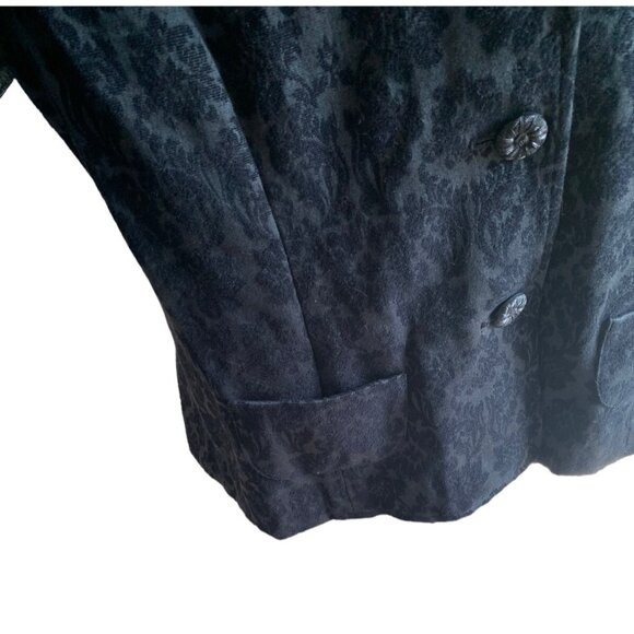 J Jill Floral Velvet Embossed Jacquard Button Up Blazer Black Size 20 - Picture 5 of 11